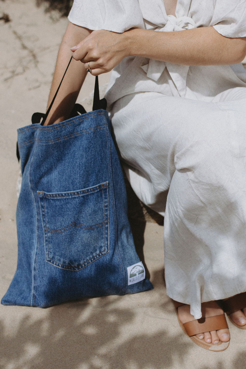 Introducing our upcycled denim tote bag