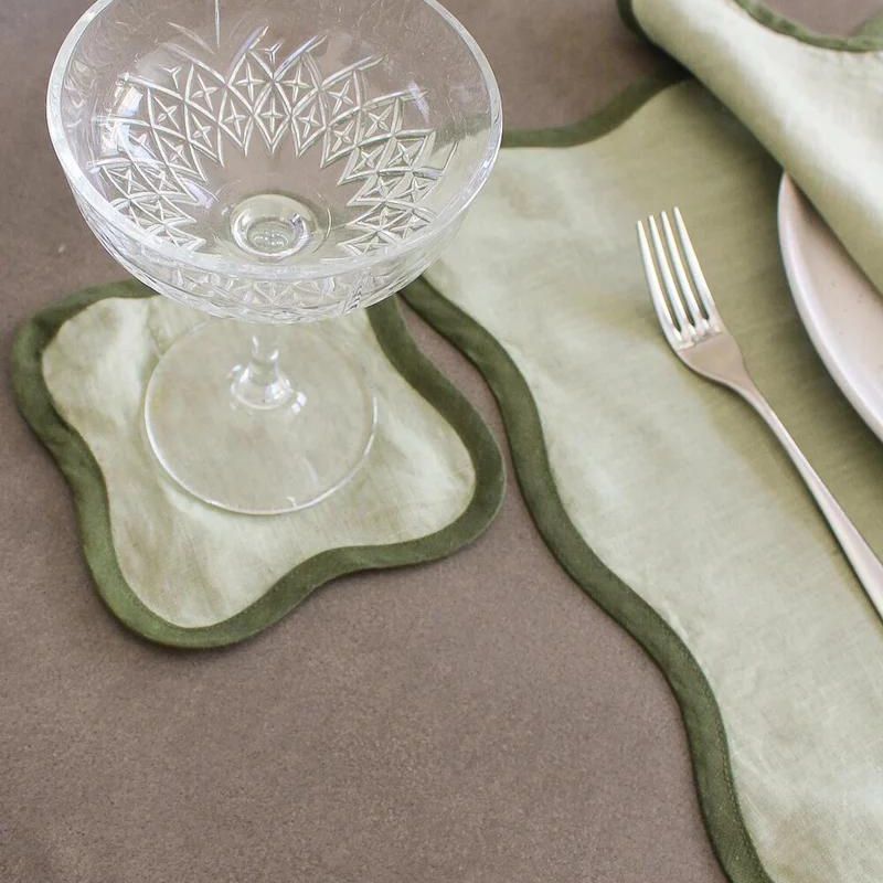 Scalloped Coasters 100% Belgium Flax Linen (Set of 4) - Available in 2 Styles