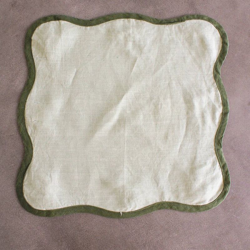 Scalloped Napkins 100% Belgium Flax Linen (Set of 4) - Available in 2 Styles